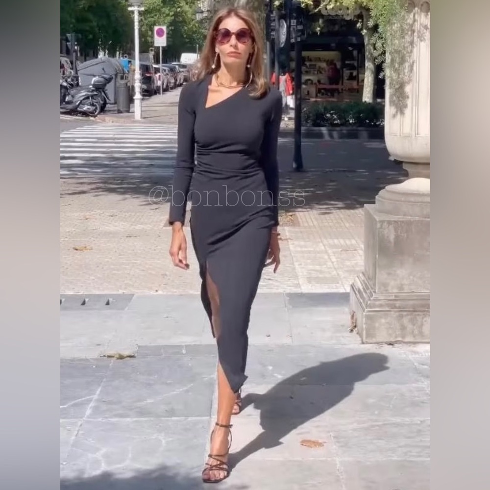 Zara asymmetric neck dress